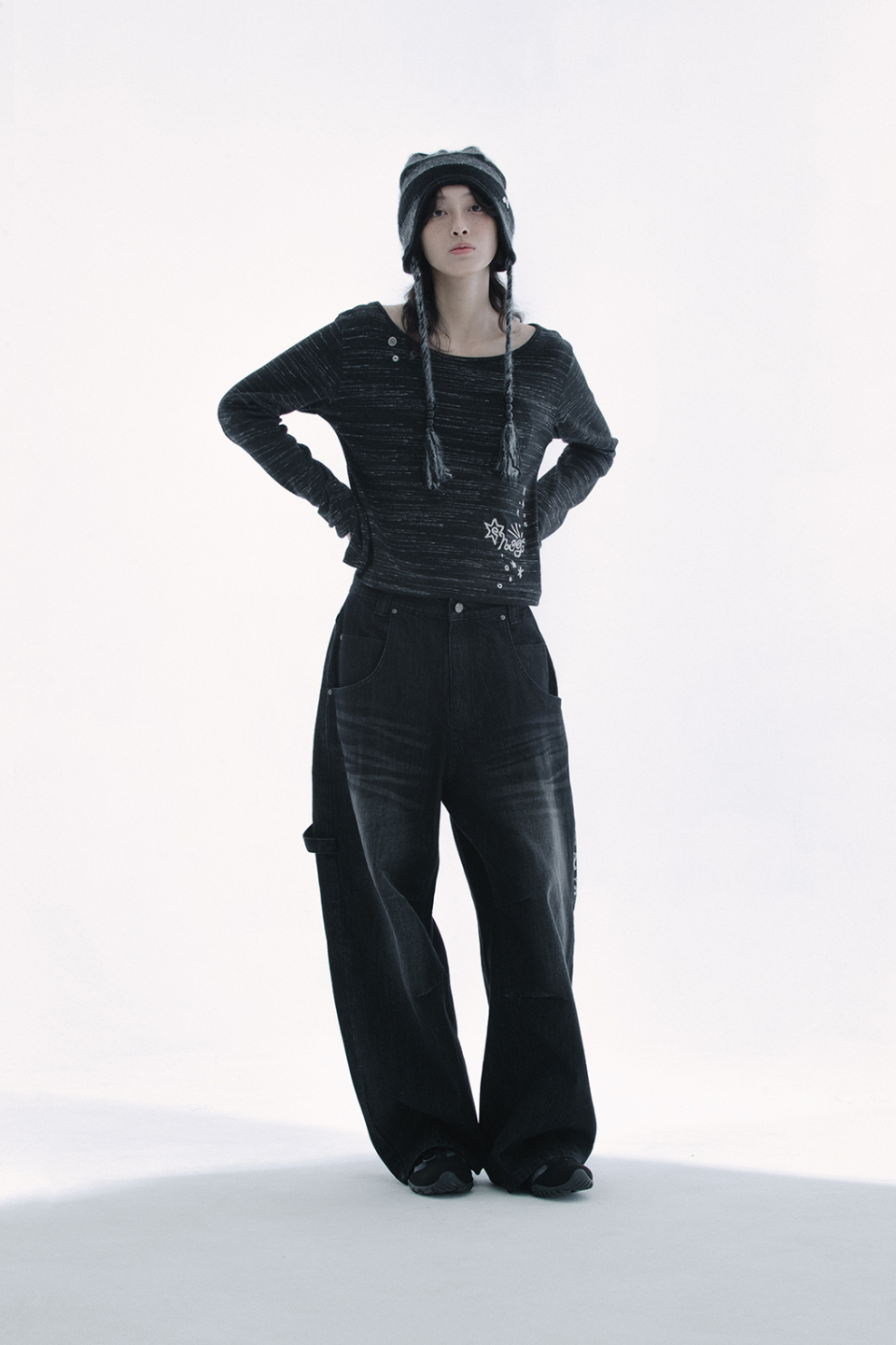 DENIM PANTS - 2 COLORS BLACK