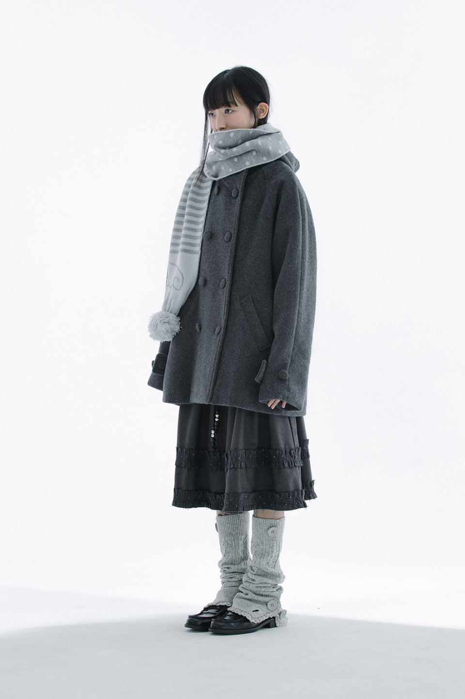 BUTTON CABLE KNIT - 4 COLORS GREY