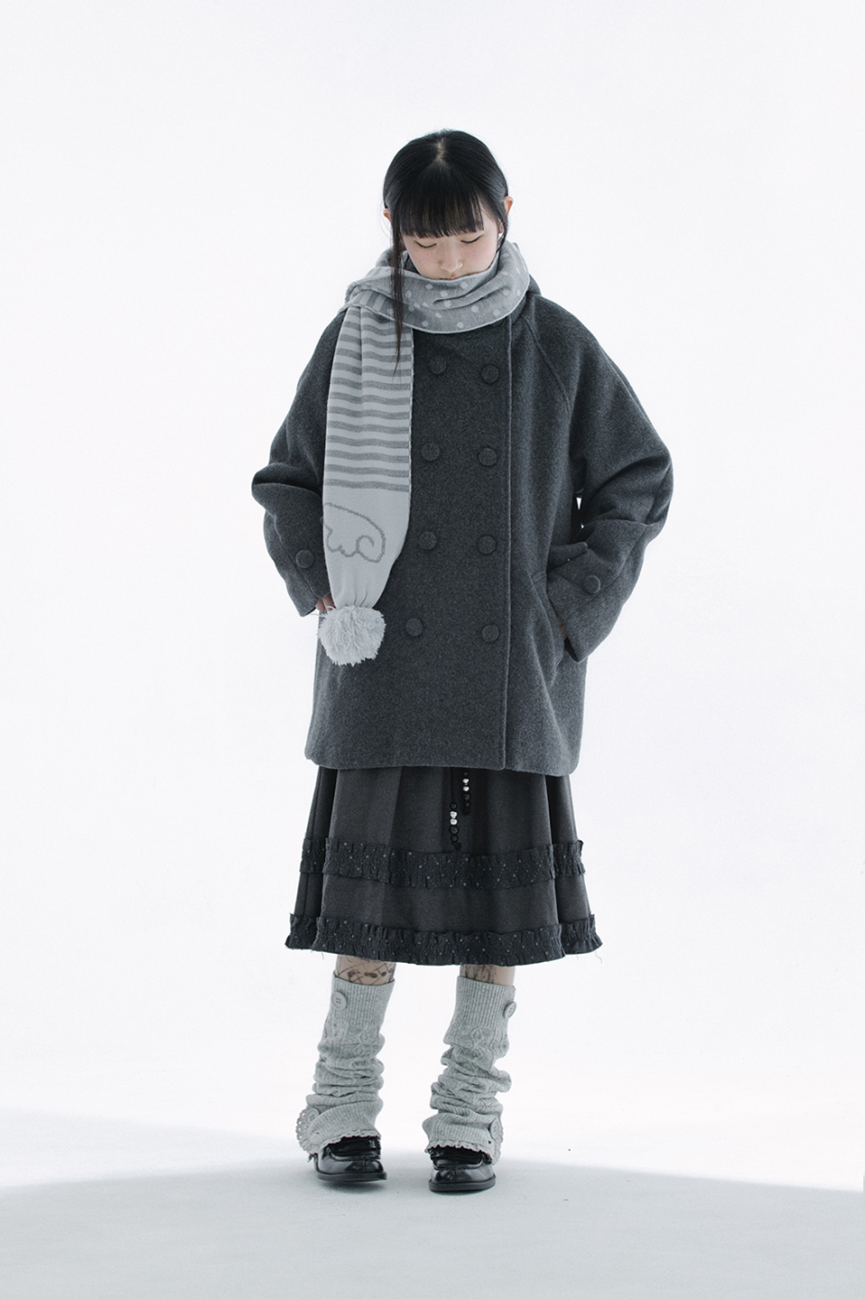 BUTTON CABLE KNIT - 4 COLORS GREY