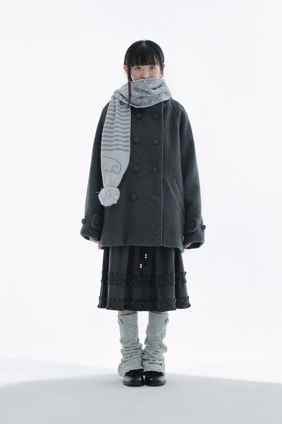 BUTTON CABLE KNIT - 4 COLORS GREY