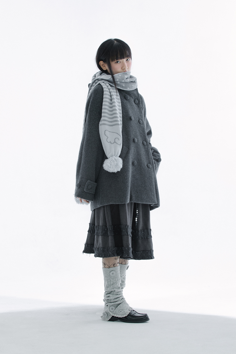 BUTTON CABLE KNIT - 4 COLORS GREY