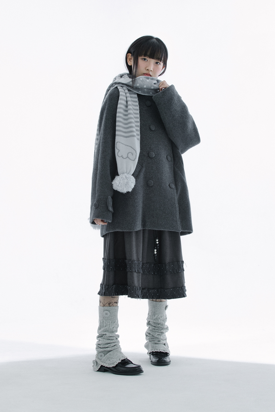 BUTTON CABLE KNIT - 4 COLORS GREY