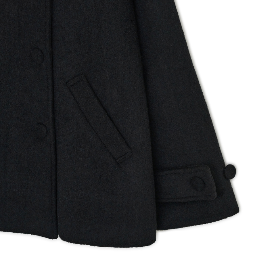 HOOD HALF COAT - 2 COLORS BLACK