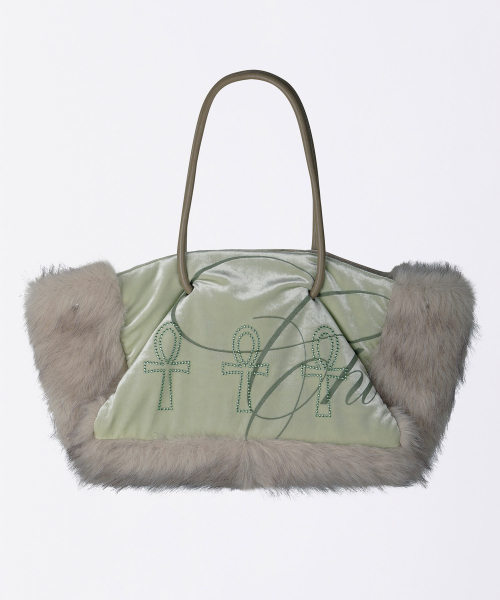 Fluffy Slouch Velvet Bag Mint
