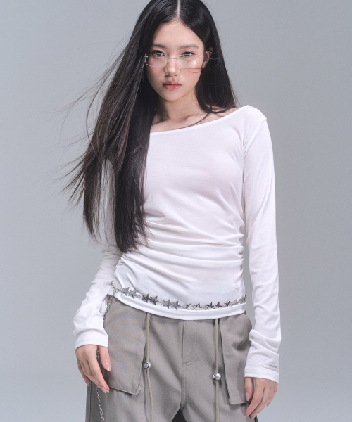 Лонгслив с драпировкой Joy [WHITE]