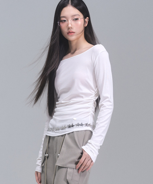 Лонгслив с драпировкой Joy [WHITE]