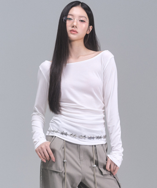 Лонгслив с драпировкой Joy [WHITE]