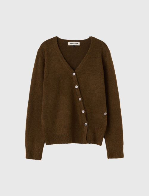 woman unbalance loose fit cardigan [коричневый]