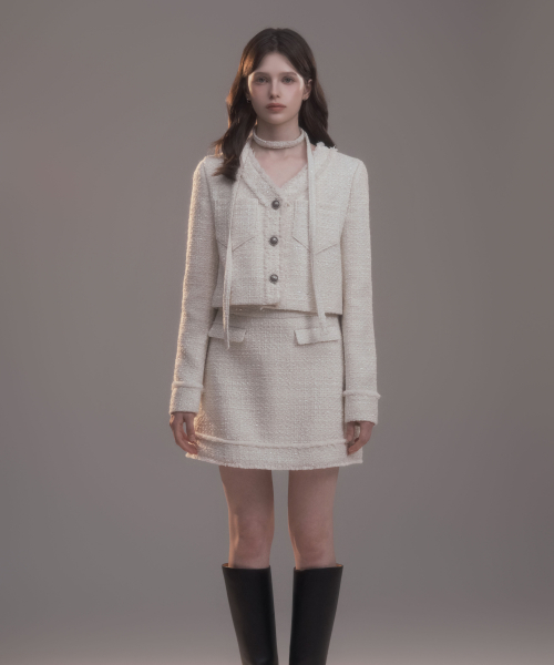 Fringed Tweed String пиджак - кремовый
