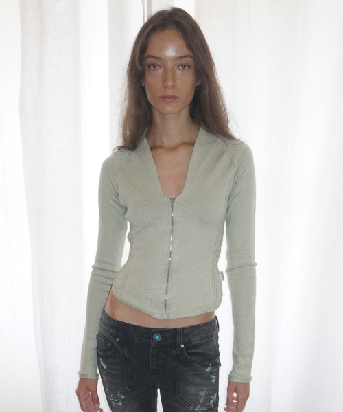 Open воротник Knit zip-up Pale Mint