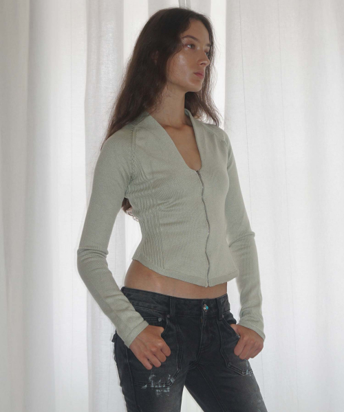 Open воротник Knit zip-up Pale Mint