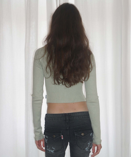 Open воротник Knit zip-up Pale Mint