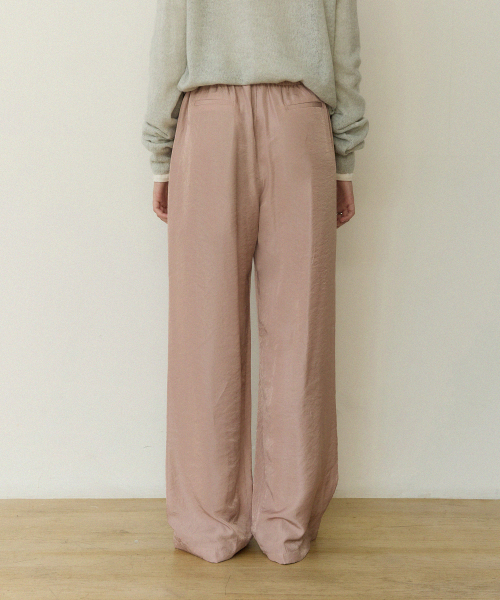 Sheer maxi широкий banding брюки - ash pink