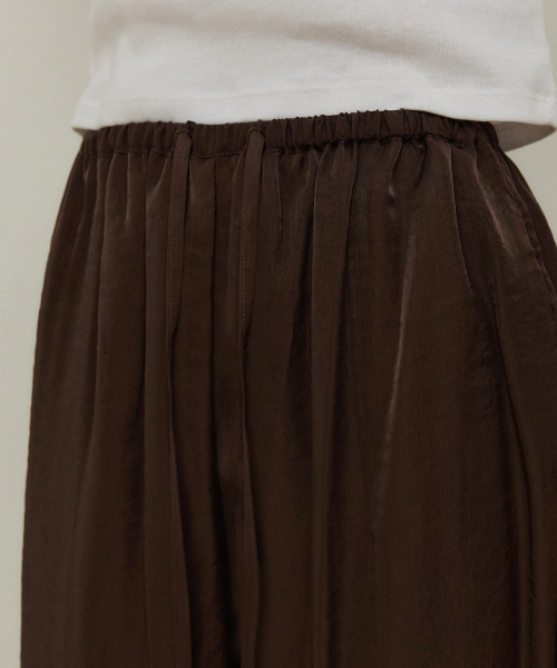 Sheer maxi широкий banding брюки - коричневый