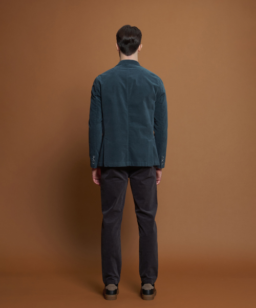 Синий бархатный жакет Slim Fit