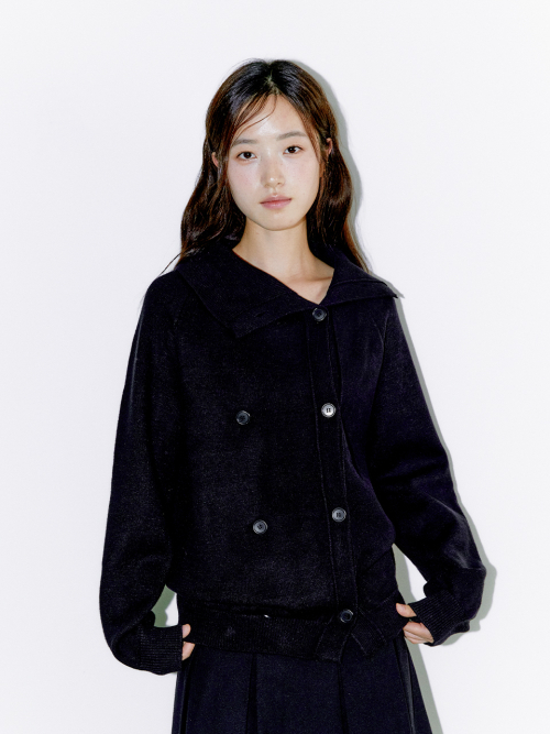 TWIN BUTTON CARDIGAN, BLACK