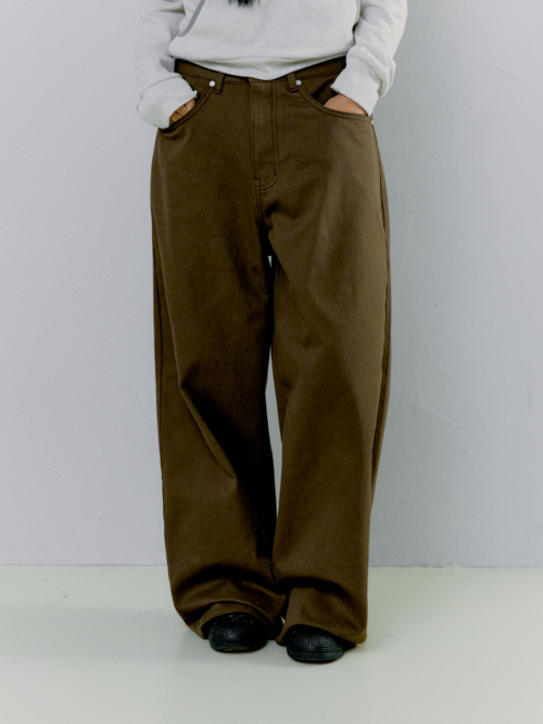 OAF LOGO COTTON PANTS, BROWN