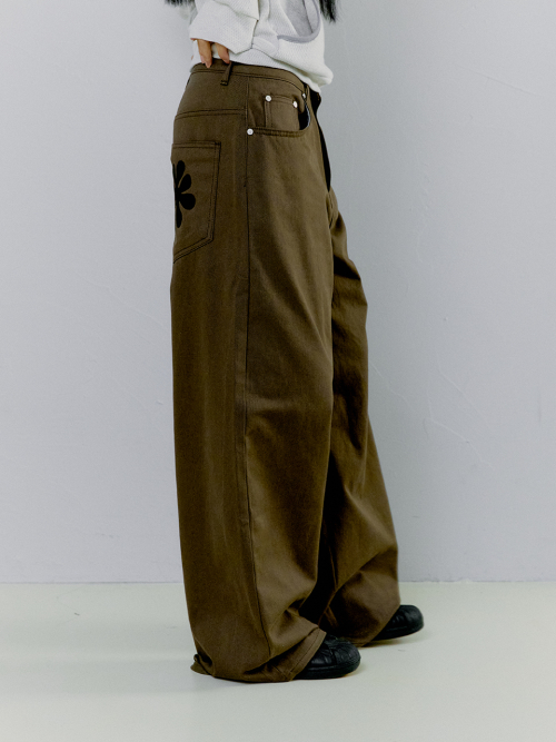OAF LOGO COTTON PANTS, BROWN