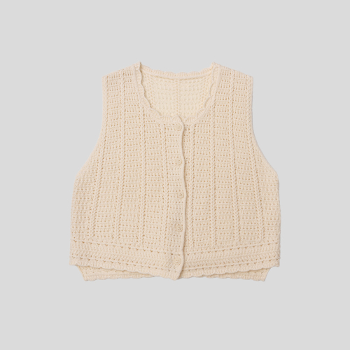 DD_Crochet open knit vest_IVORY