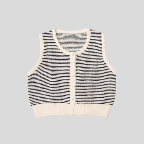 DD_Stripe pearl button knit vest_2color