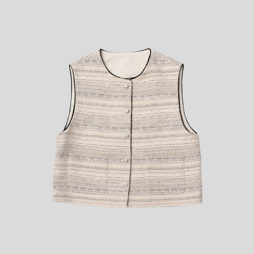 DD_Tweed button карман vest_IVORY
