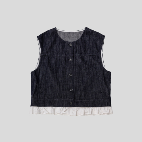 DD_деним button многослойный vest_BLUE
