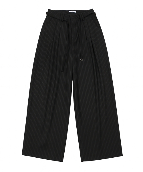 STRIPE PINTUCK SLACKS BLACK