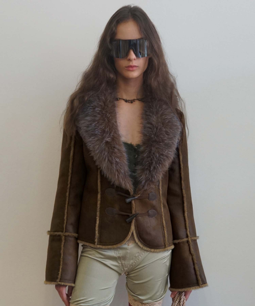 Faux Mouton Toggle Coat коричневый