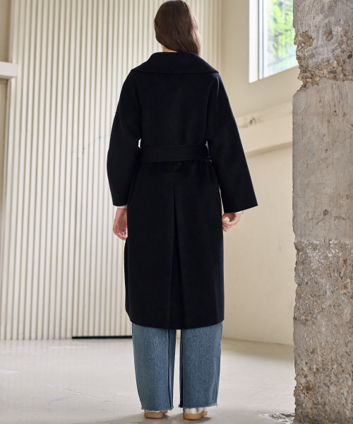 BELTED OVER FIT HANDMADE OPEN COAT_BLACK