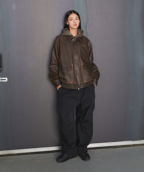 G-1 FAUX LEATHER JACKET коричневый