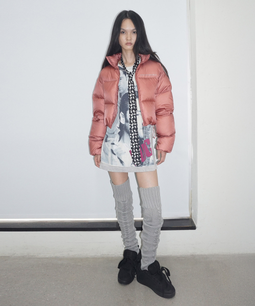 Matte Cropped Puffer Down Plum Red