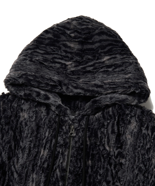 FAUX FUR ZIPUP HOODIE (BLACK) thumbnail 3