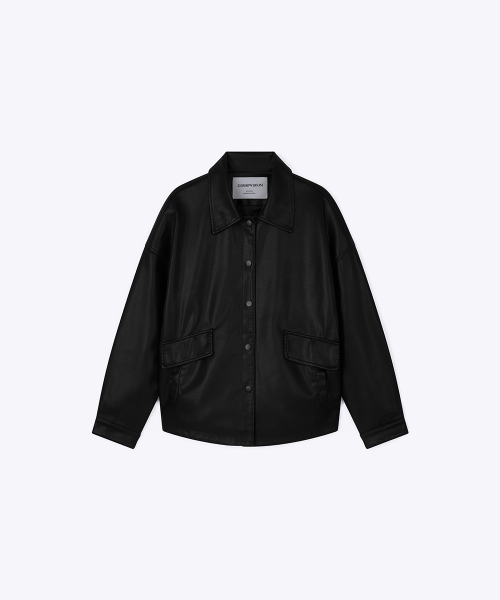 Loose Fit Faux Leather куртка чёрный