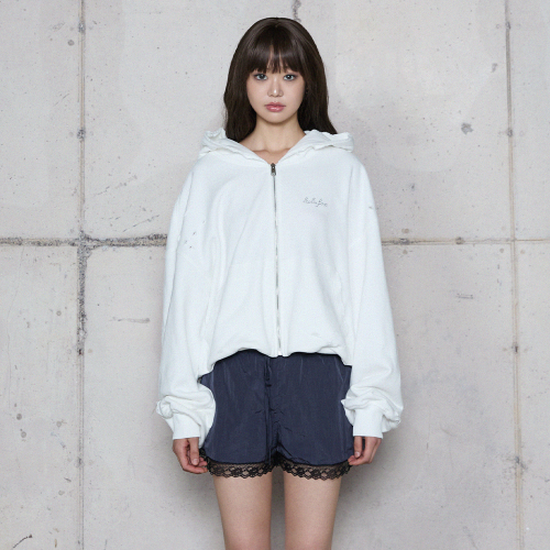 Худи на молнии DESTROYED HOODIE ZIP-UP White BR4CJ001