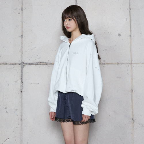 Худи на молнии DESTROYED HOODIE ZIP-UP White BR4CJ001