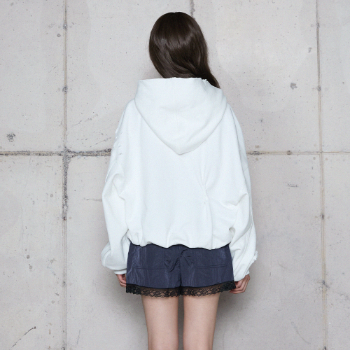 Худи на молнии DESTROYED HOODIE ZIP-UP White BR4CJ001