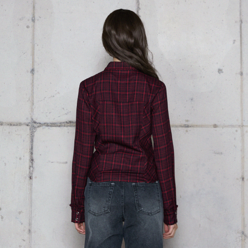 Приталенная рубашка в клетку FRILL SLIM CHECK SHIRT RED BR4WB002