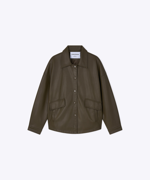 Loose Fit Faux Leather куртка Khaki