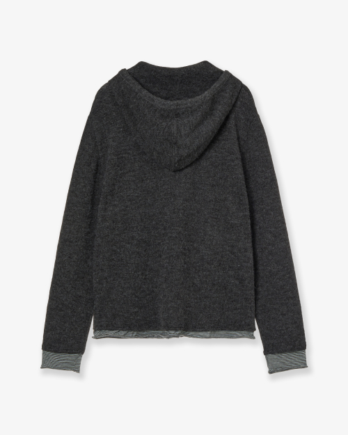 AEAE LAYERED KNIT HOODIE [CHARCOAL]