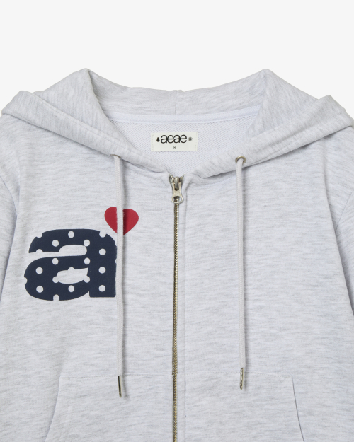 DOT SMALL LETTER CROP HOOD ZIP UP [LIGHT серый]