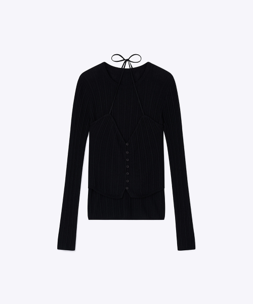 Regular Fit Layered Halter Knit чёрный