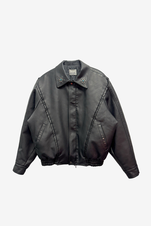 Кожаный блузон с заклепками Black