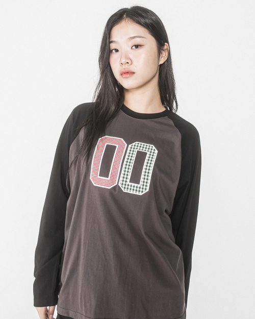00 CHECK PATCH RAGLAN L/S TEE(угольно-серый)