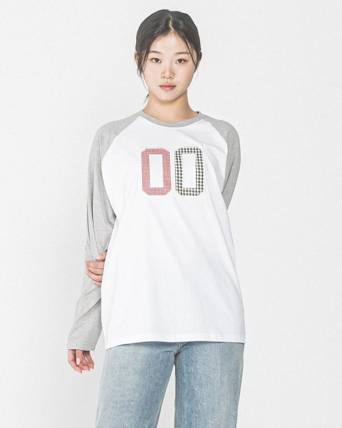 00 CHECK PATCH RAGLAN L/S TEE(белый)