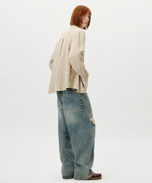 Damage Washed Wide Jeans (синий)