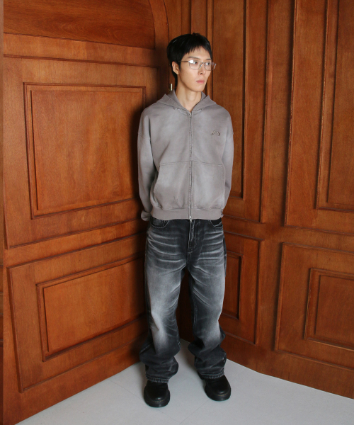 FORCE WASHED худи ZIP-UP CROPFIT GR