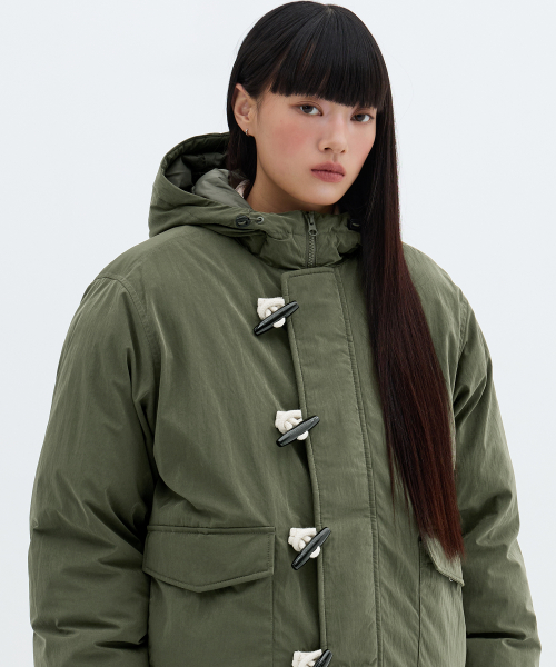 Дафл-пуховик с капюшоном, Khaki