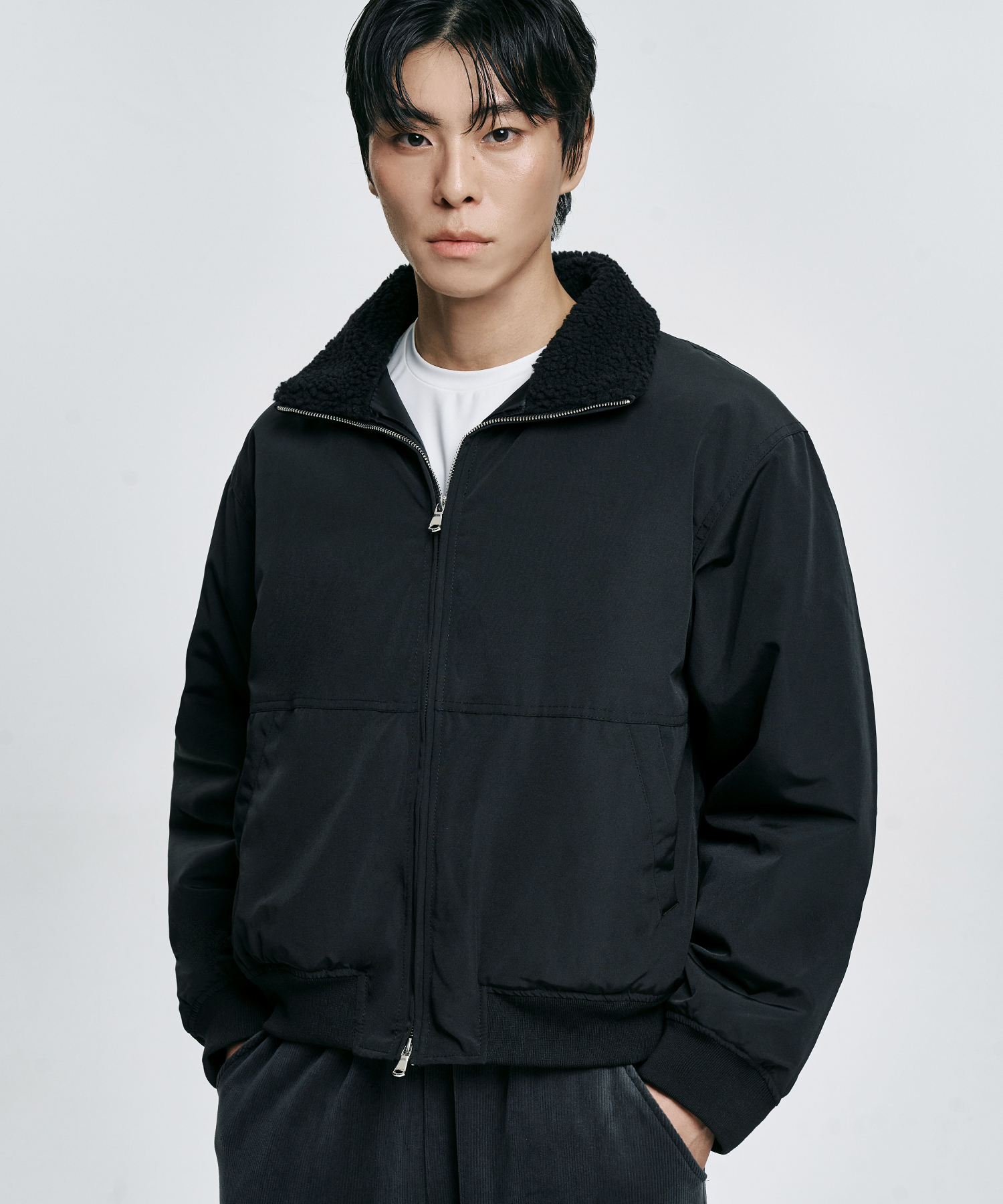 Collar оверсайз Fit Two-way Jumper [чёрный]
