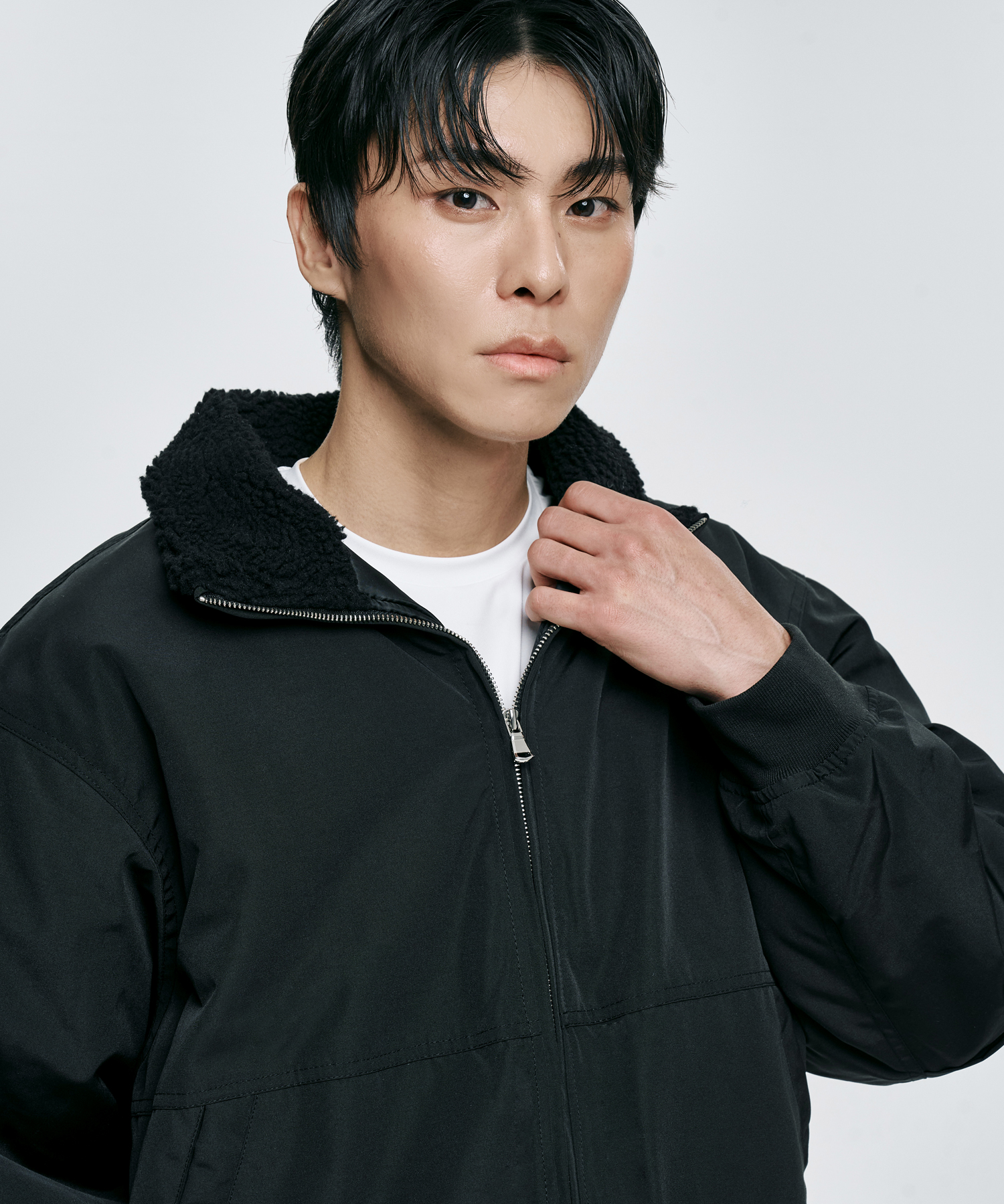 Collar оверсайз Fit Two-way Jumper [чёрный]