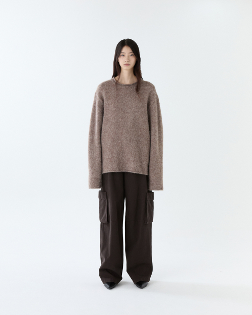 Washed хлопок cargo брюки / коричневый